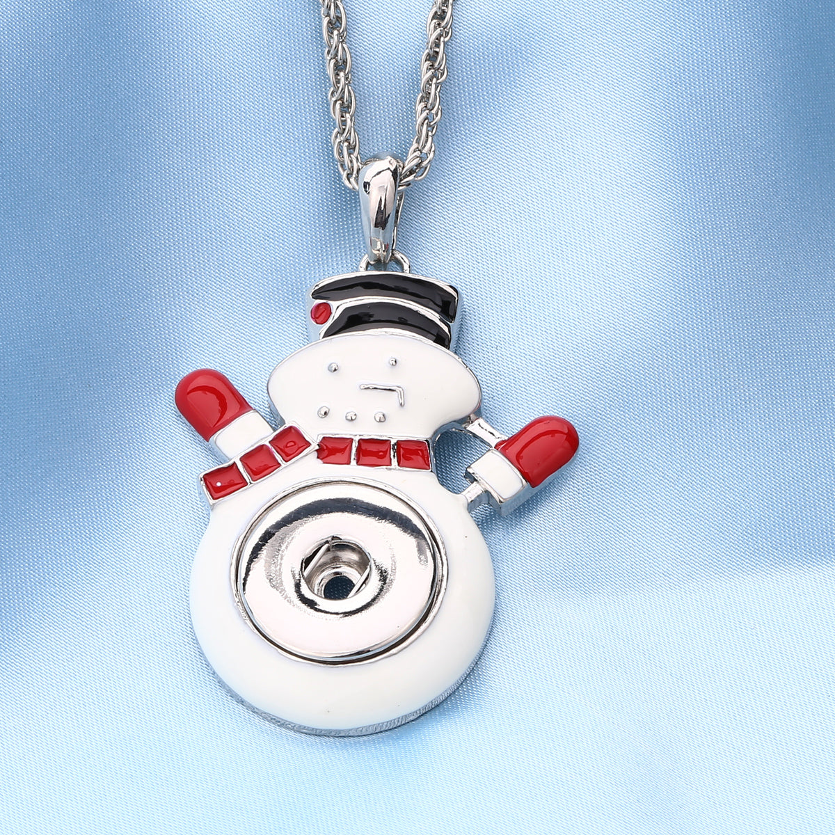 18mm Frosty Snowman Snap Charm Necklace | Winter Magic Interchangeable Jewelry
