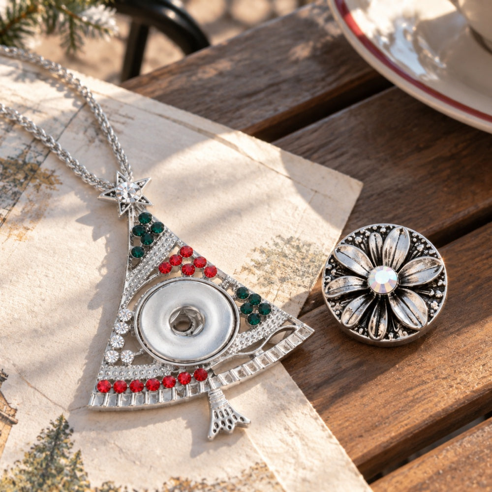 18mm Snap Charm Christmas Tree Necklace | A Sparkle of Holiday Magic
