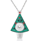 18mm Christmas Tree Snap Charm Necklace | Interchangeable Holiday Pendant Jewelry