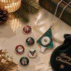 18mm Christmas Tree Snap Charm Necklace | Interchangeable Holiday Pendant Jewelry