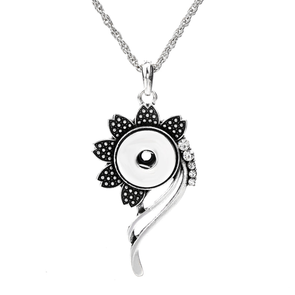 Sunflower Snap Charm | 18mm Crystal Flower Interchangeable Pendant