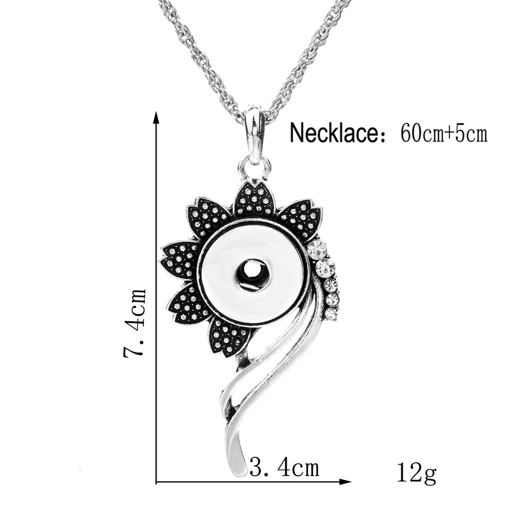 Sunflower Snap Charm | 18mm Crystal Flower Interchangeable Pendant