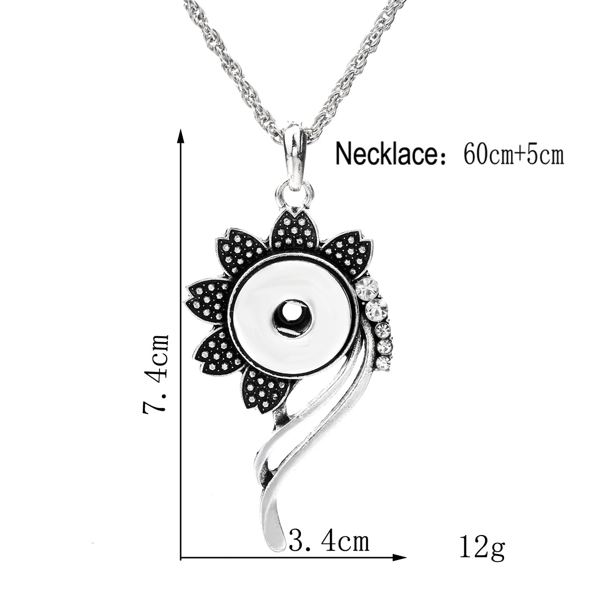Sunflower Snap Charm | 18mm Crystal Flower Interchangeable Pendant