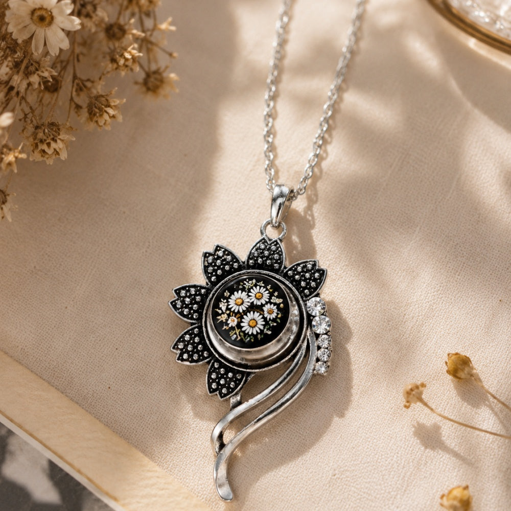 Sunflower Snap Charm | 18mm Crystal Flower Interchangeable Pendant