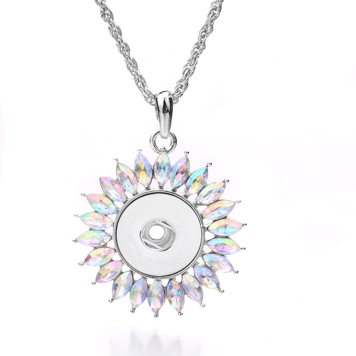 Rainbow Sunburst Snap Charm | 18mm Crystal Interchangeable Pendant