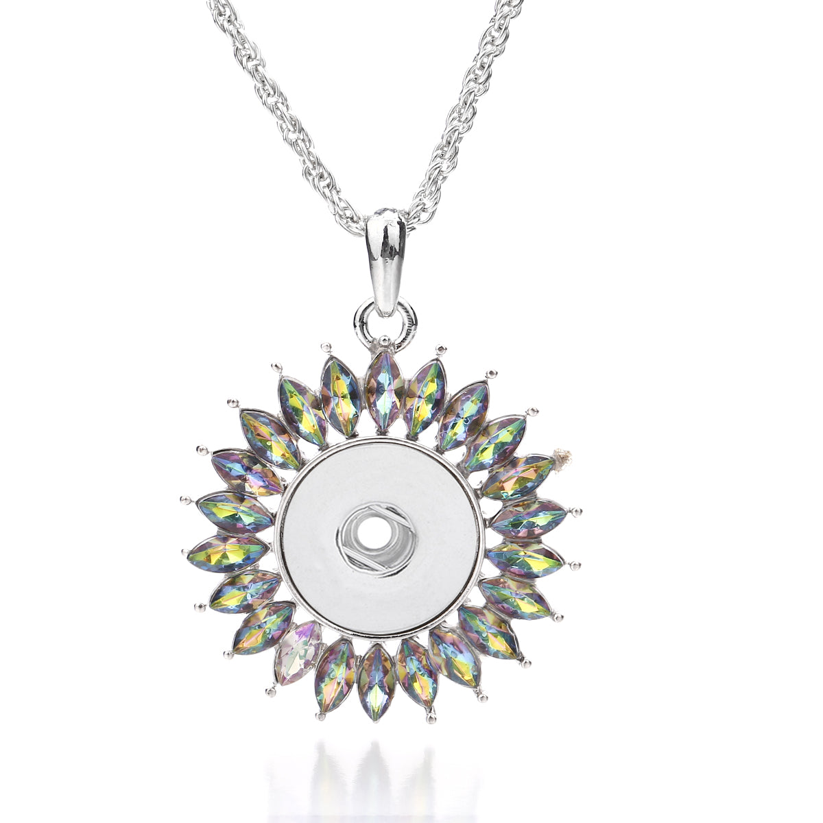 Rainbow Sunburst Snap Charm | 18mm Crystal Interchangeable Pendant