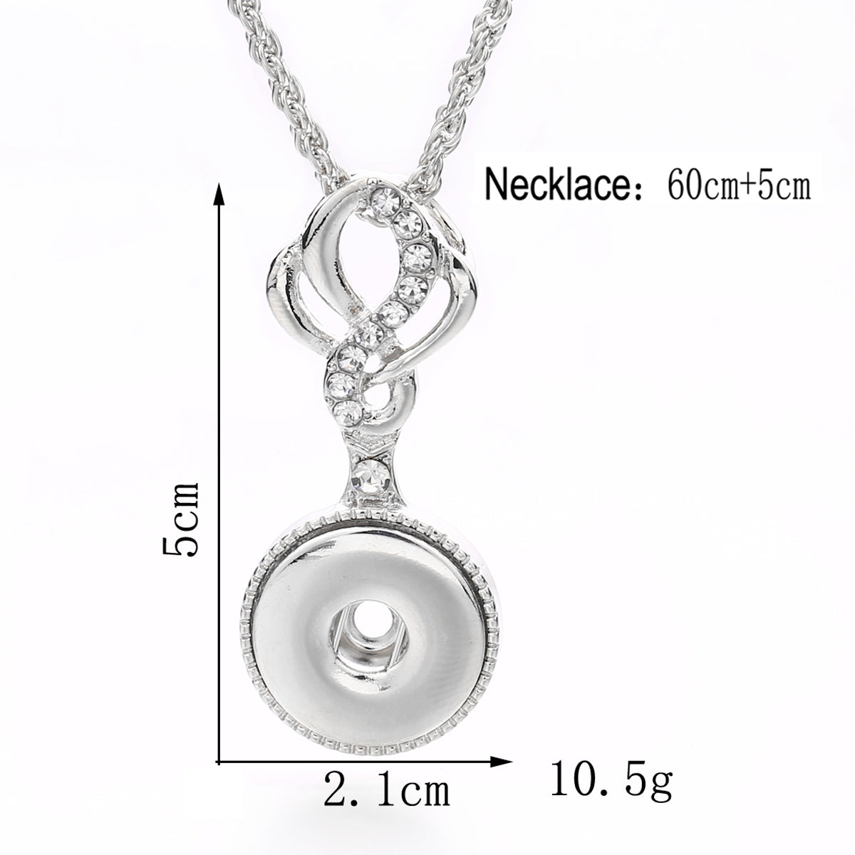 Twisted Floral Snap Charm | 18mm Rhinestone Interchangeable Pendant