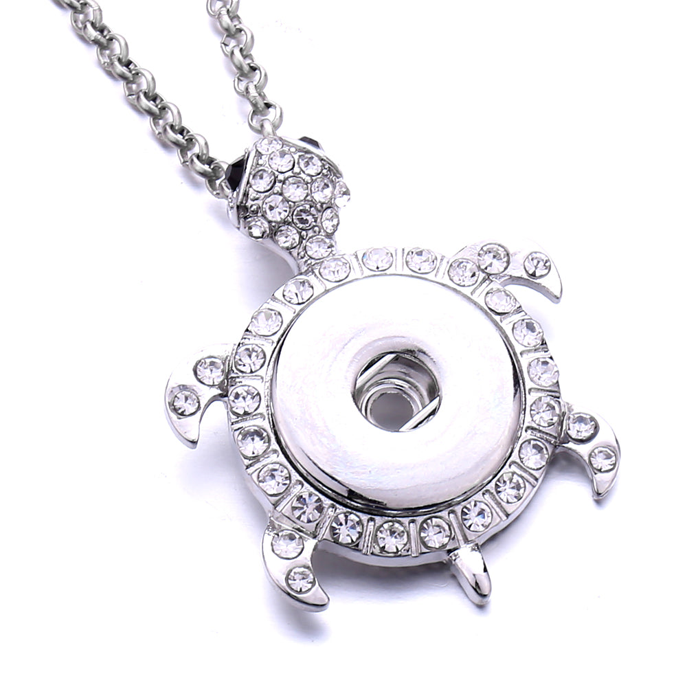 Rhinestone Turtle Snap Necklace | 18mm Interchangeable Charm Holder