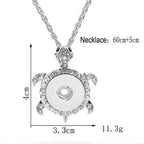 Rhinestone Turtle Snap Necklace | 18mm Interchangeable Charm Holder
