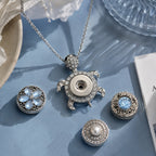 Rhinestone Turtle Snap Necklace | 18mm Interchangeable Charm Holder
