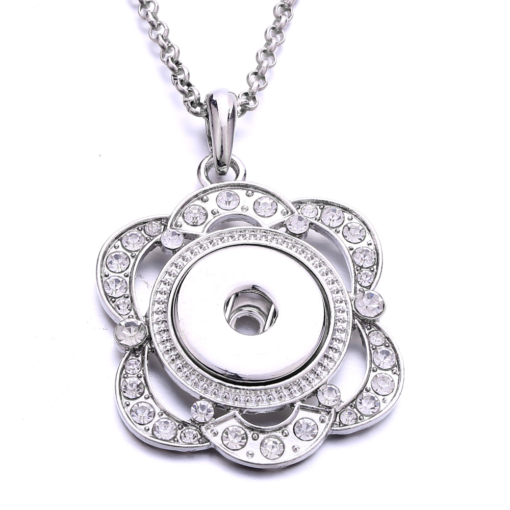 18mm Crystal Flower Interchangeable Snap Necklace