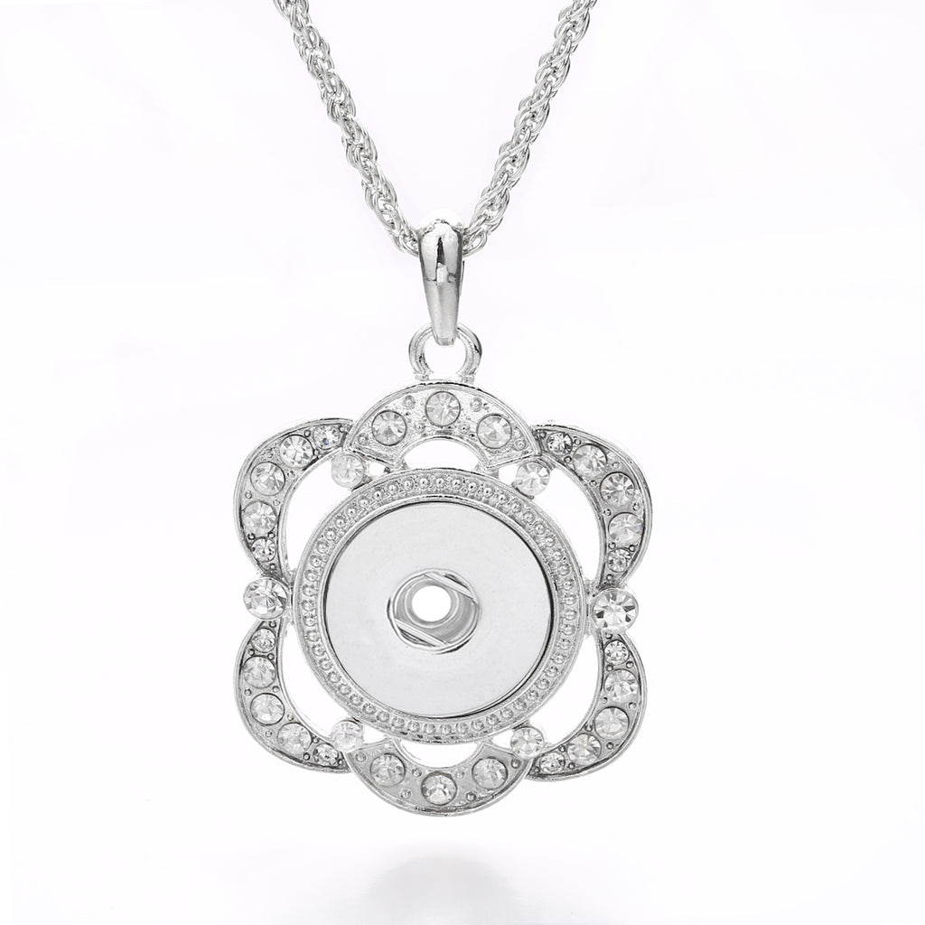 18mm Crystal Flower Interchangeable Snap Necklace