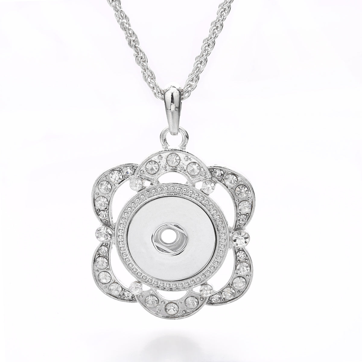 18mm Crystal Flower Interchangeable Snap Necklace