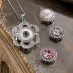 18mm Crystal Flower Interchangeable Snap Necklace
