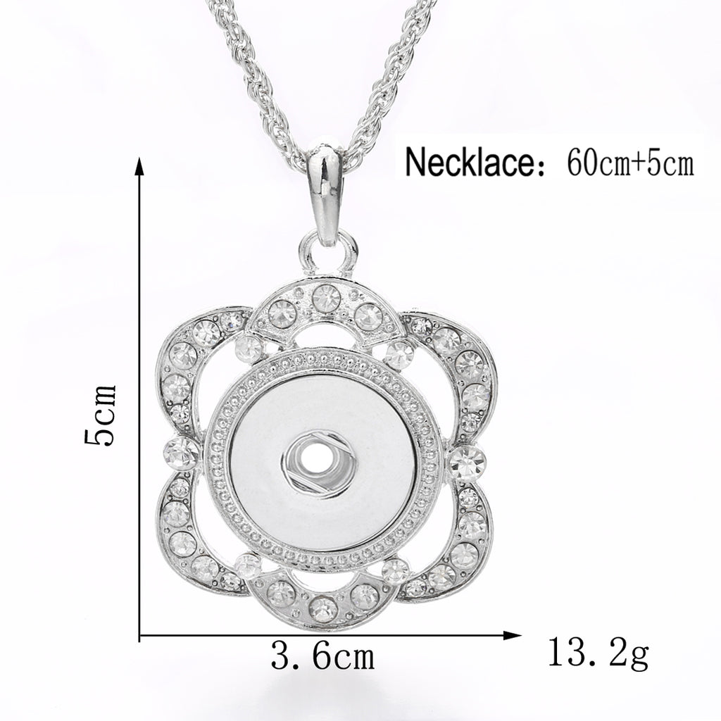 18mm Crystal Flower Interchangeable Snap Necklace