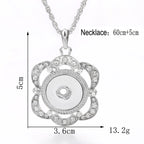 18mm Crystal Flower Interchangeable Snap Necklace