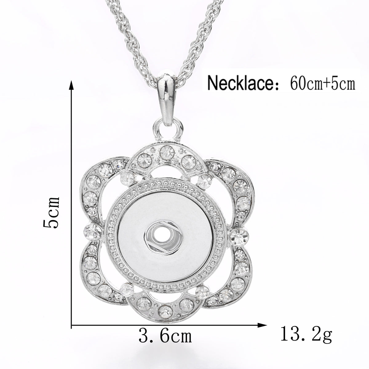 18mm Crystal Flower Interchangeable Snap Necklace