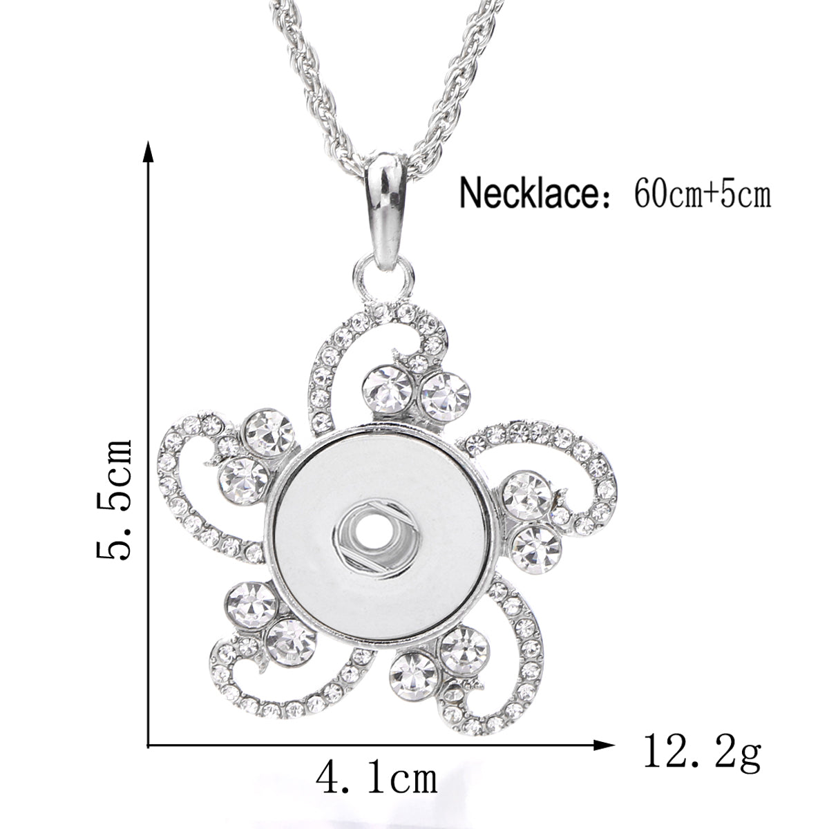 18mm Floral Interchangeable Snap Charm Necklace
