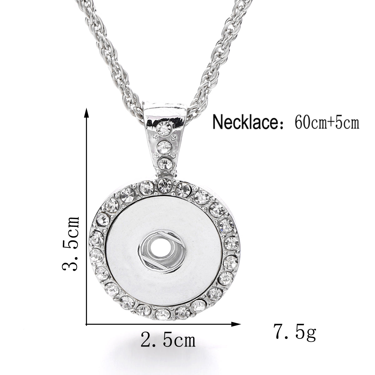 18mm Rhinestone Snap Charm Necklace | Interchangeable Pendant