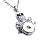 18mm Owl Snap Button Necklace | Interchangeable Crystal Charm Pendant