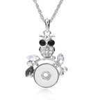 18mm Owl Snap Button Necklace | Interchangeable Crystal Charm Pendant