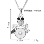 18mm Owl Snap Button Necklace | Interchangeable Crystal Charm Pendant
