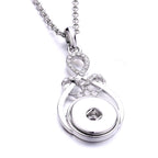 Silver Ribbon Crystal Snap Charm Necklace | 18mm Interchangeable