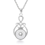 Silver Ribbon Crystal Snap Charm Necklace | 18mm Interchangeable
