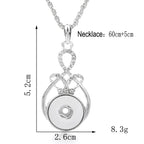 Silver Ribbon Crystal Snap Charm Necklace | 18mm Interchangeable