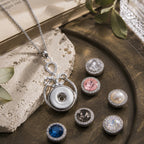 Silver Ribbon Crystal Snap Charm Necklace | 18mm Interchangeable