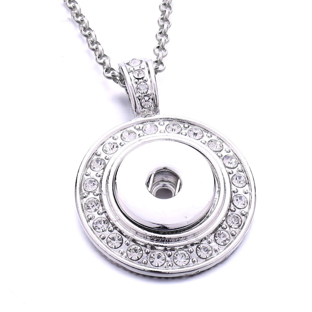 18mm Crystal Circle Interchangeable Snap Charm Necklace