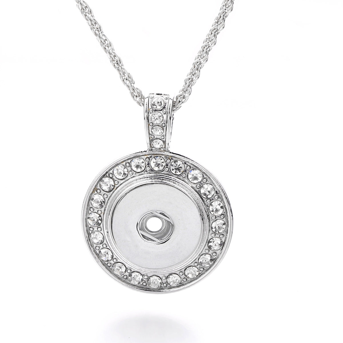 18mm Crystal Circle Interchangeable Snap Charm Necklace