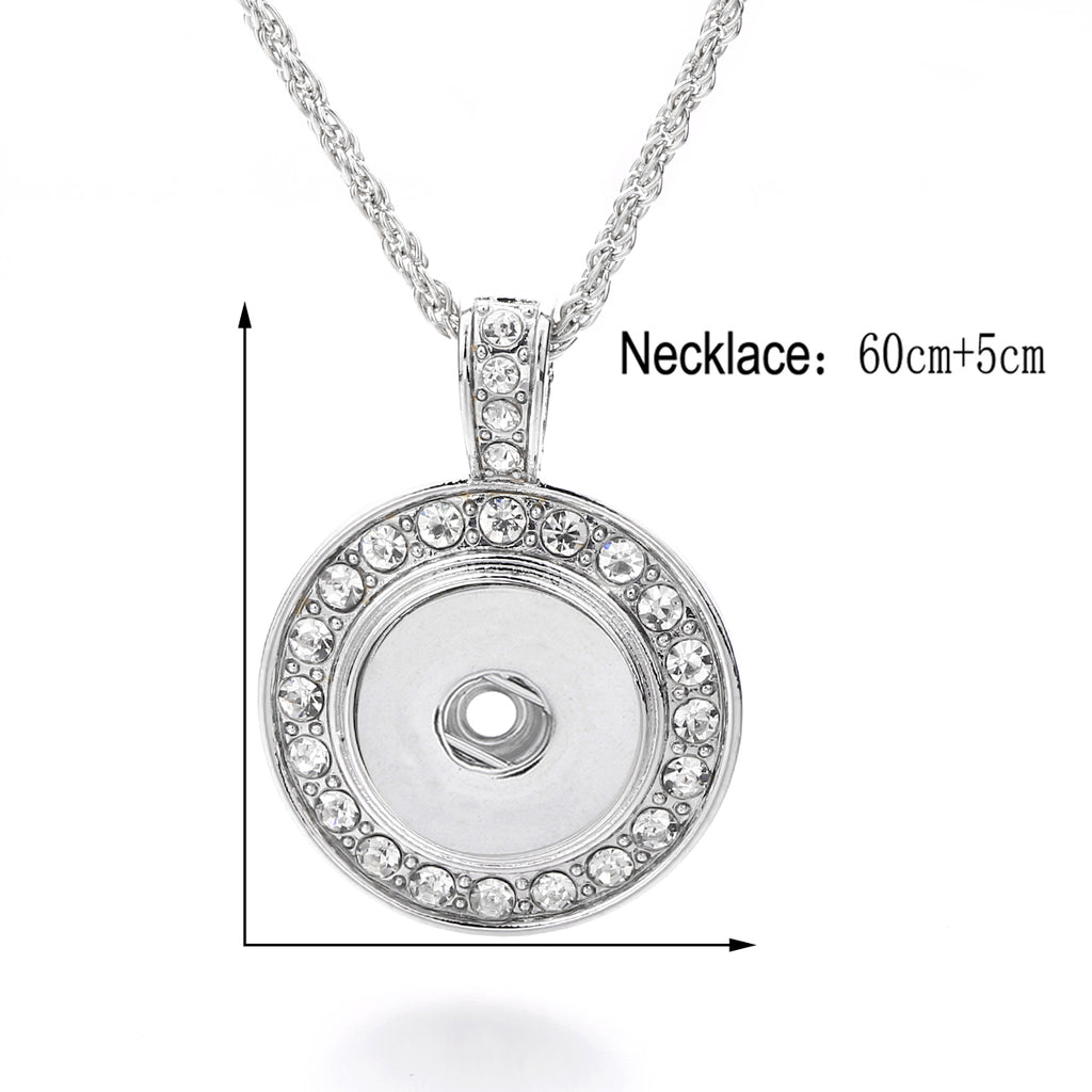 18mm Crystal Circle Interchangeable Snap Charm Necklace