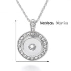 18mm Crystal Circle Interchangeable Snap Charm Necklace