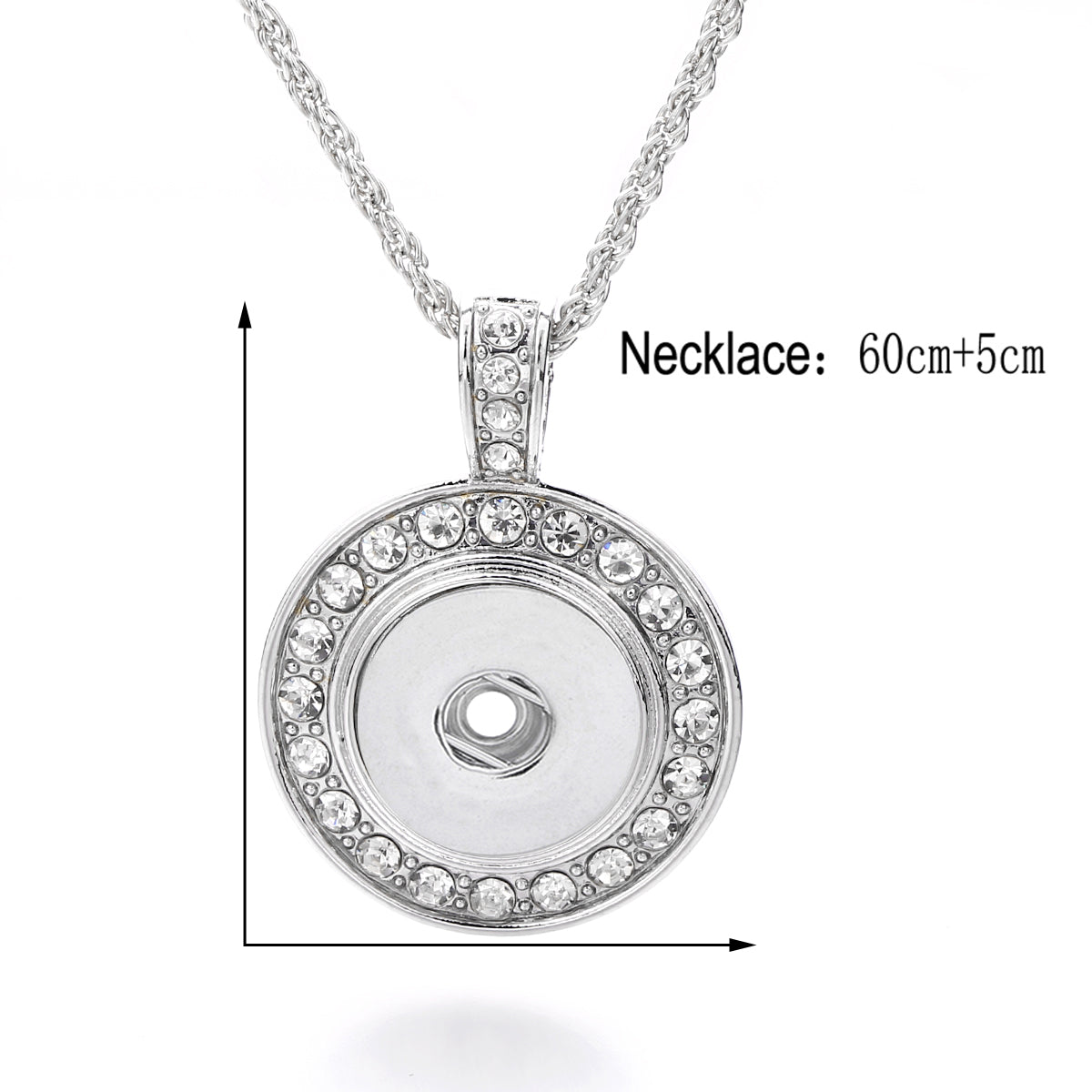 18mm Crystal Circle Interchangeable Snap Charm Necklace