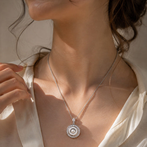 18mm Crystal Circle Interchangeable Snap Charm Necklace