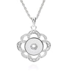 Silver Floral Snap Button Necklace | Interchangeable 18mm Charm