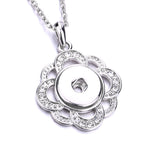 Silver Floral Snap Button Necklace | Interchangeable 18mm Charm
