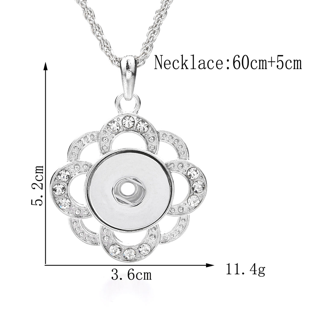 Silver Floral Snap Button Necklace | Interchangeable 18mm Charm
