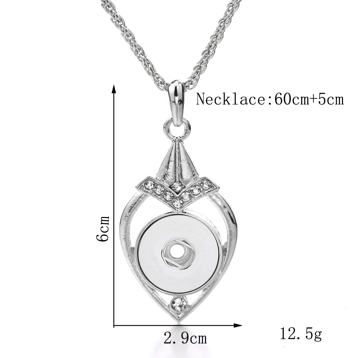 18mm Teardrop Snap Charm Necklace | Interchangeable Pendant
