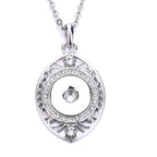 18mm Crystal Pendant Necklace | Silver Rhinestone Necklace with Interchangeable Charm Center