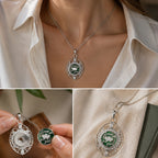 18mm Crystal Pendant Necklace | Silver Rhinestone Necklace with Interchangeable Charm Center