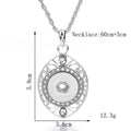 18mm Crystal Pendant Necklace | Silver Rhinestone Necklace with Interchangeable Charm Center