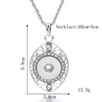 18mm Crystal Pendant Necklace | Silver Rhinestone Necklace with Interchangeable Charm Center