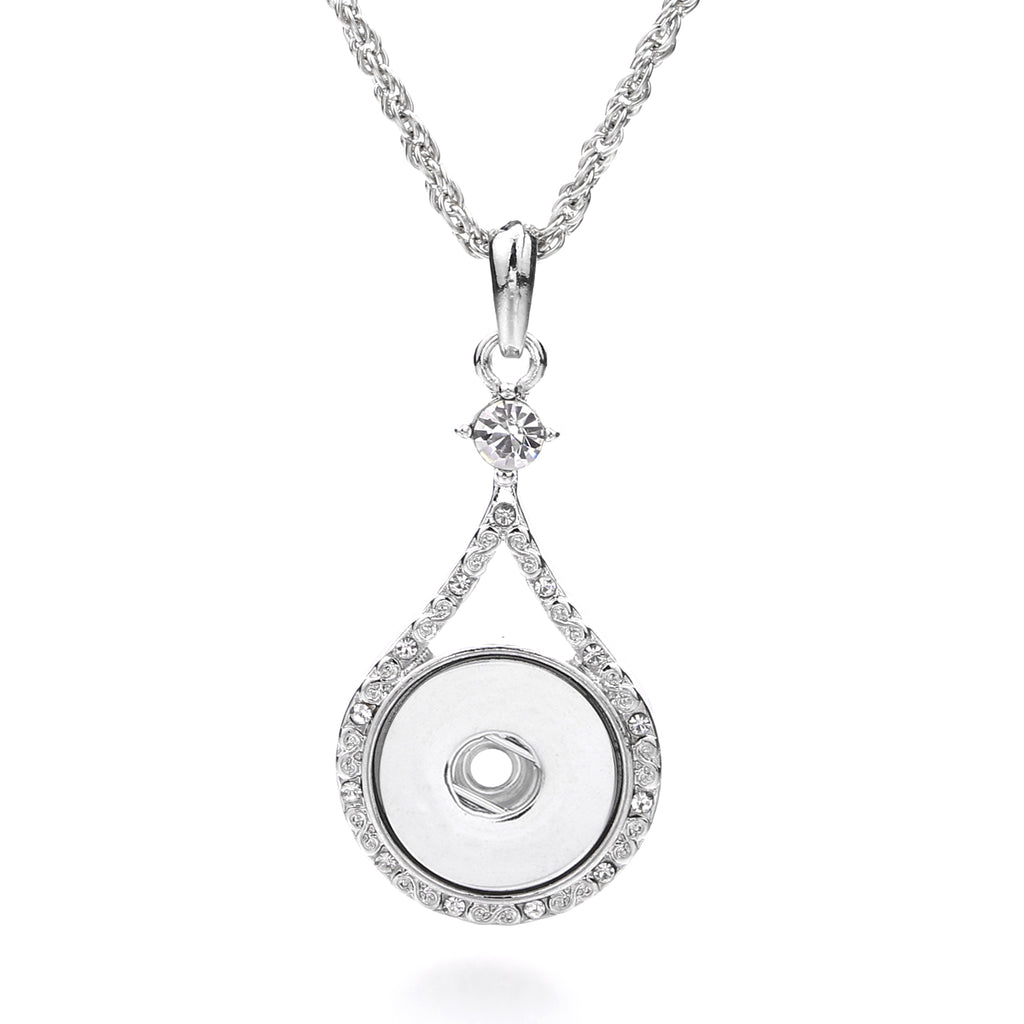 18mm Crystal Pendant Necklace | Elegant Silver Jewelry with Interchangeable Charm Design