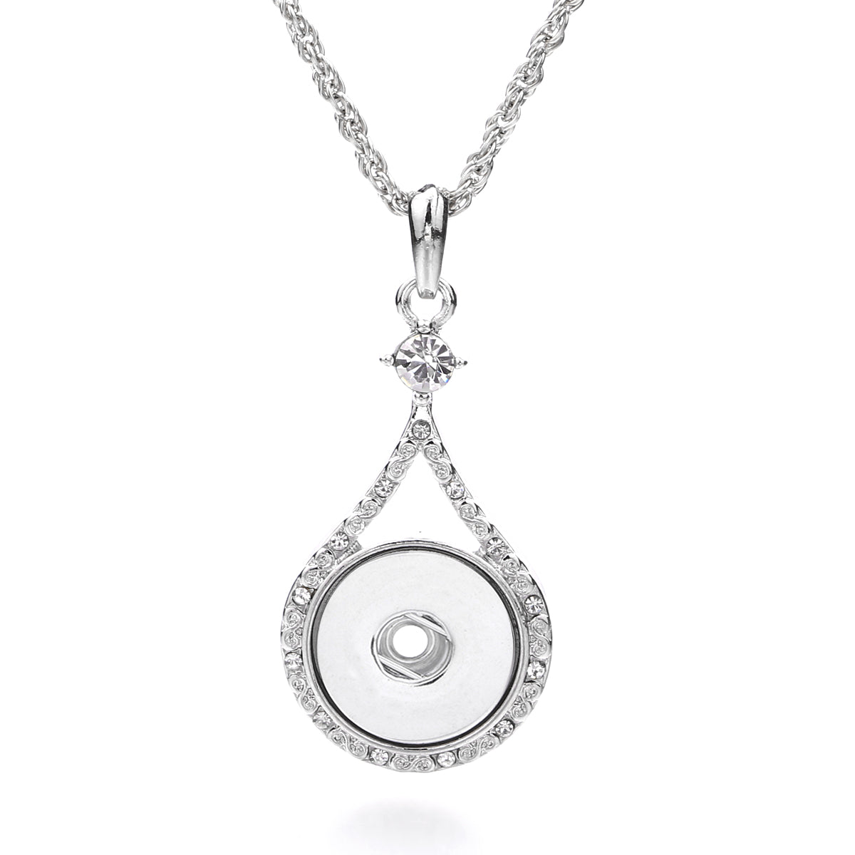 18mm Crystal Pendant Necklace | Elegant Silver Jewelry with Interchangeable Charm Design