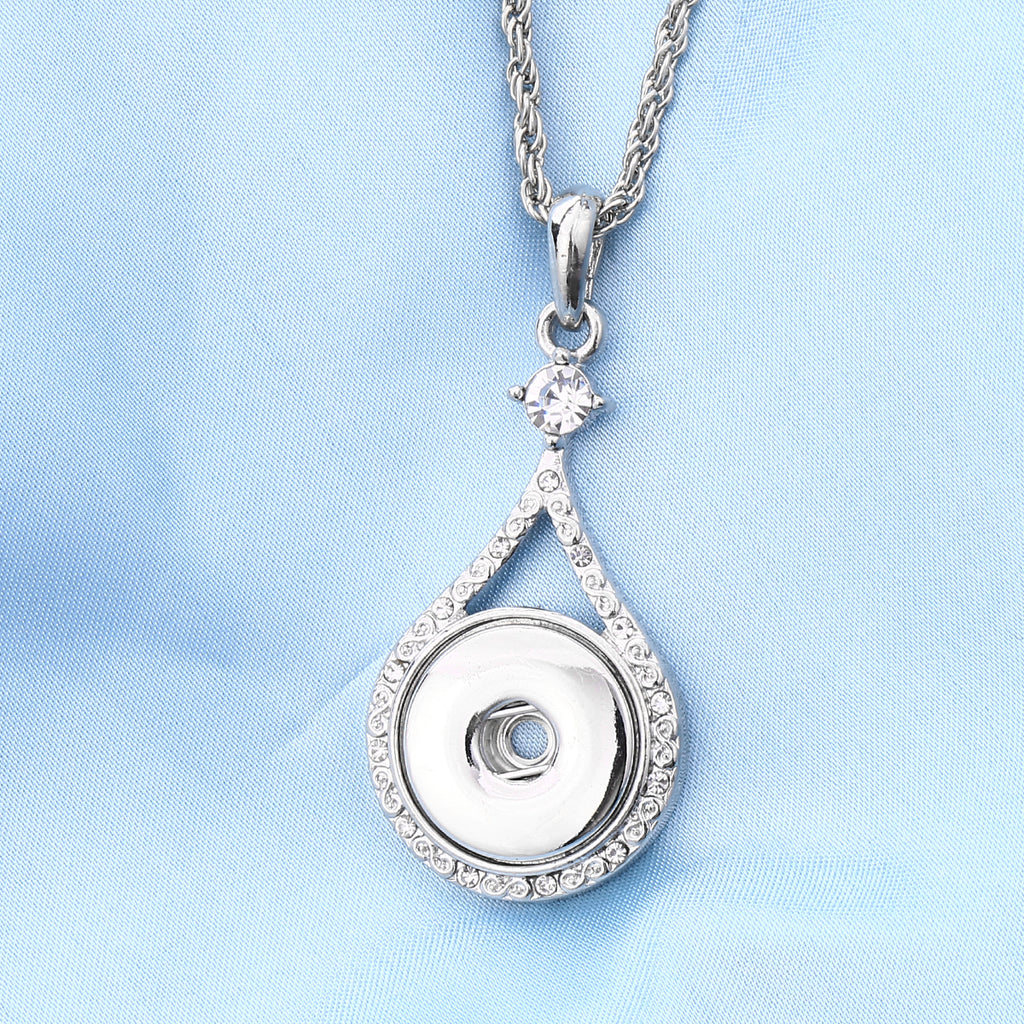 18mm Crystal Pendant Necklace | Elegant Silver Jewelry with Interchangeable Charm Design