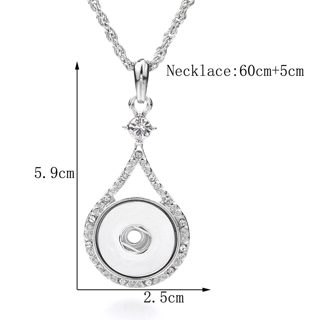 18mm Crystal Pendant Necklace | Elegant Silver Jewelry with Interchangeable Charm Design