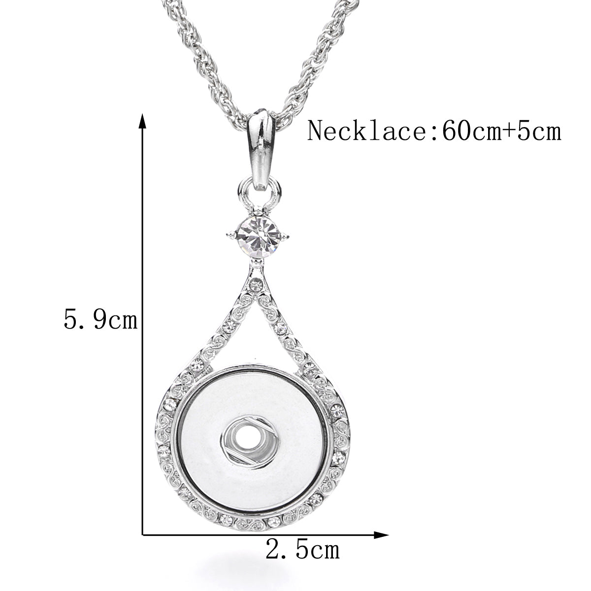 18mm Crystal Pendant Necklace | Elegant Silver Jewelry with Interchangeable Charm Design