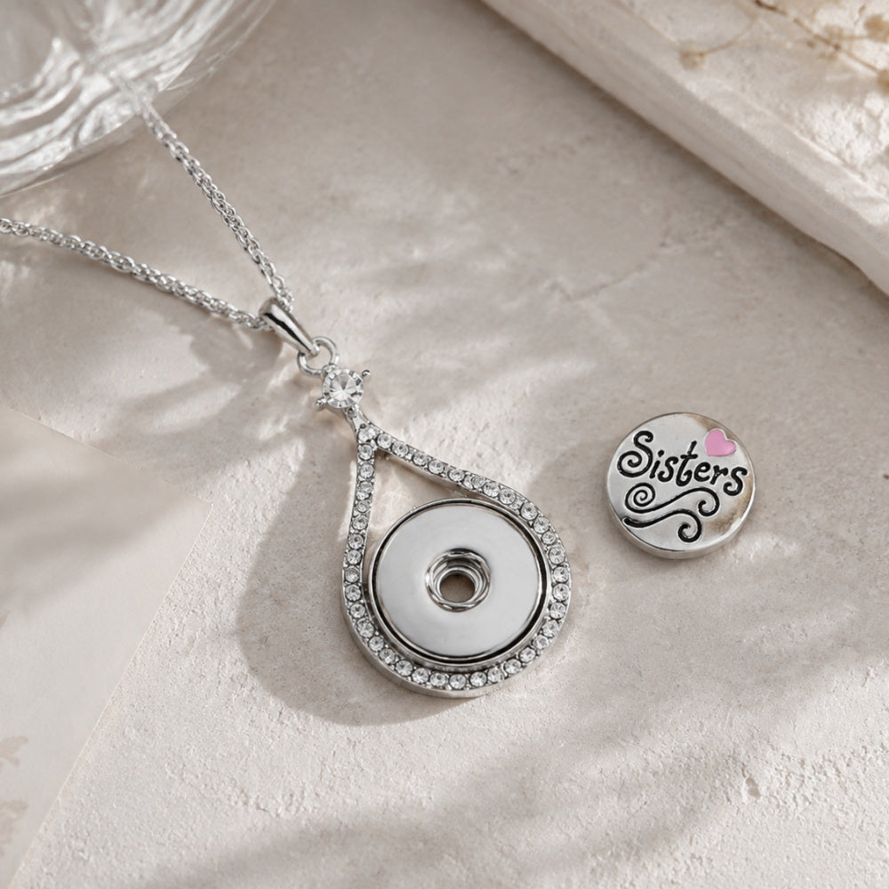 18mm Crystal Pendant Necklace | Elegant Silver Jewelry with Interchangeable Charm Design